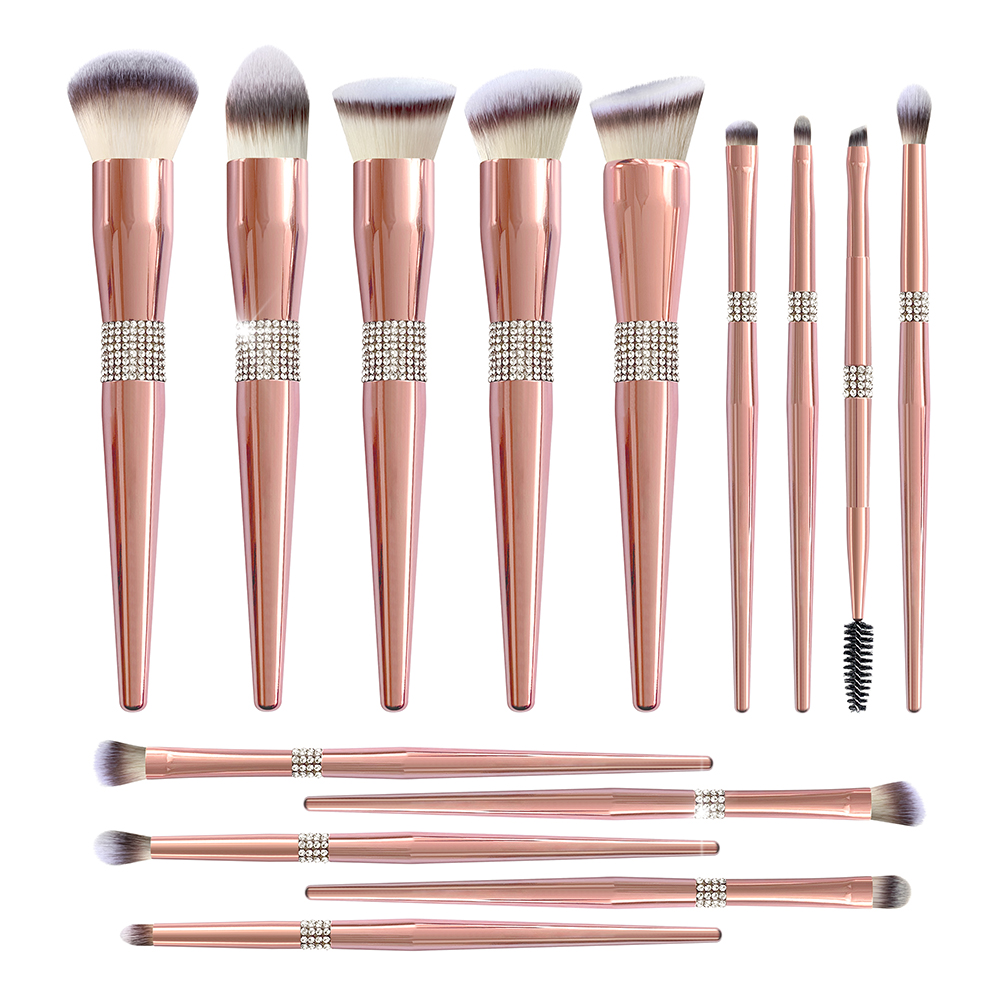 Luxury Skincare Set - Luxo Rhinestone Maquiagem Brushes Set, Rose