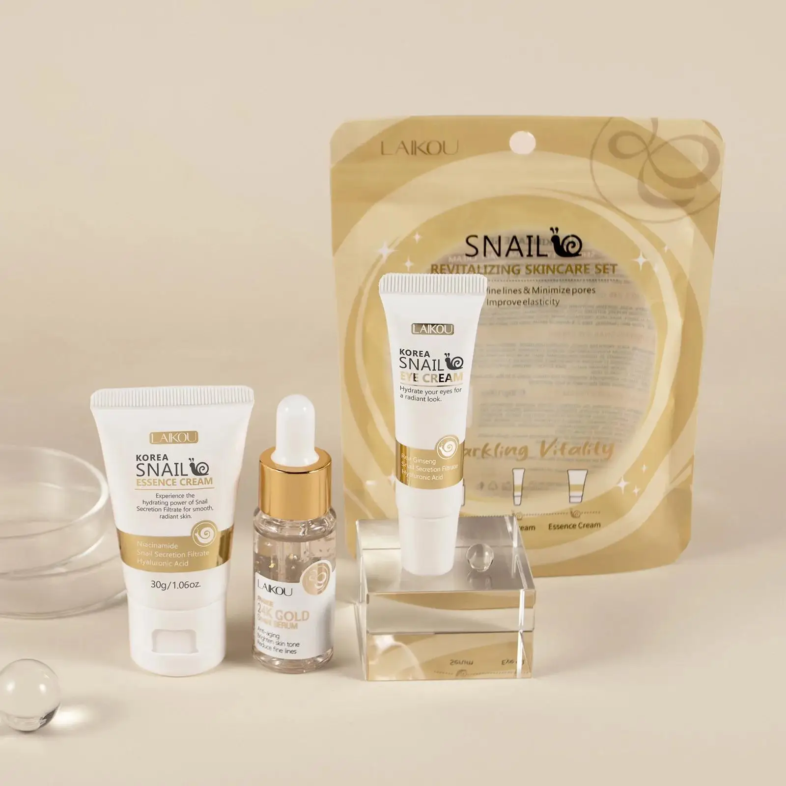 Luxury Skincare Essence - 24k ouro caracol reparação soro creme